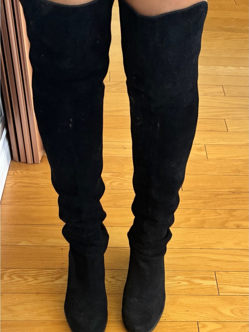 Stuart Weitzman Black Suede Over-the-Knee Boots